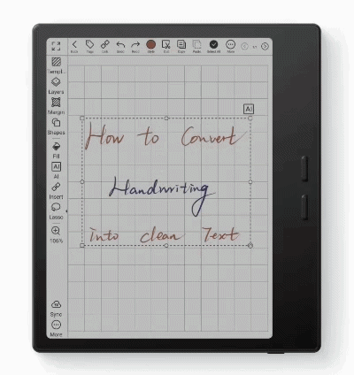 تبدیل دستخط به متن در کتابخوان رنگی go 7